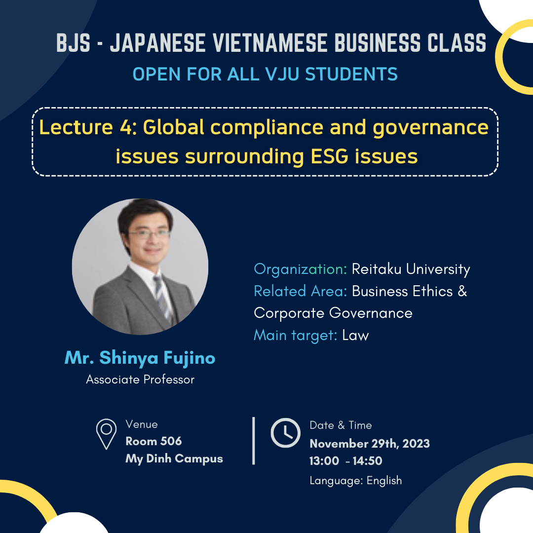 Lecture 4: Global compliance and governance issues surrounding ESG issues