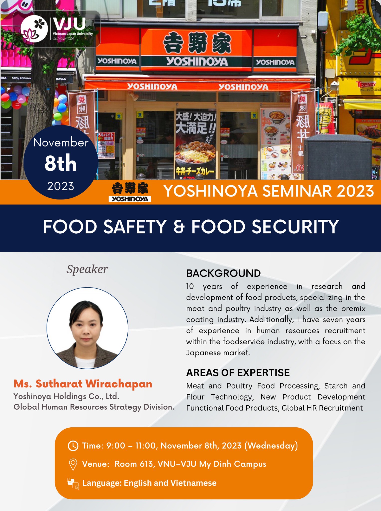 YOSHINOYA Seminar 2023: Food safety & Food security