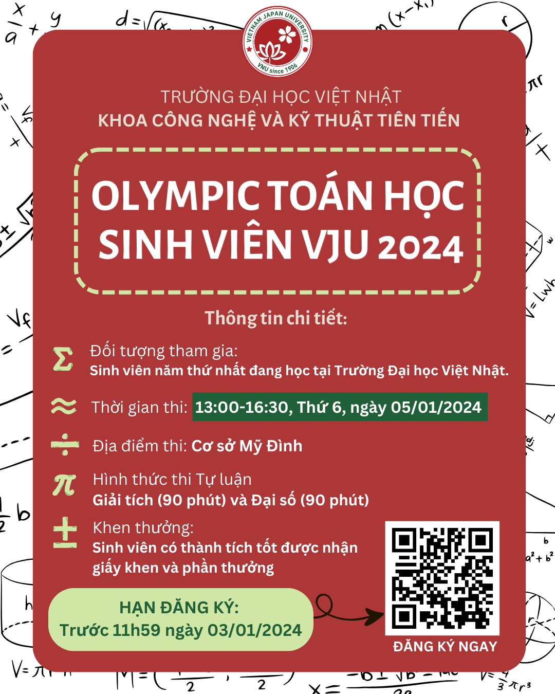 OLYMPIC TOÁN HỌC SINH VIÊN VJU 2024