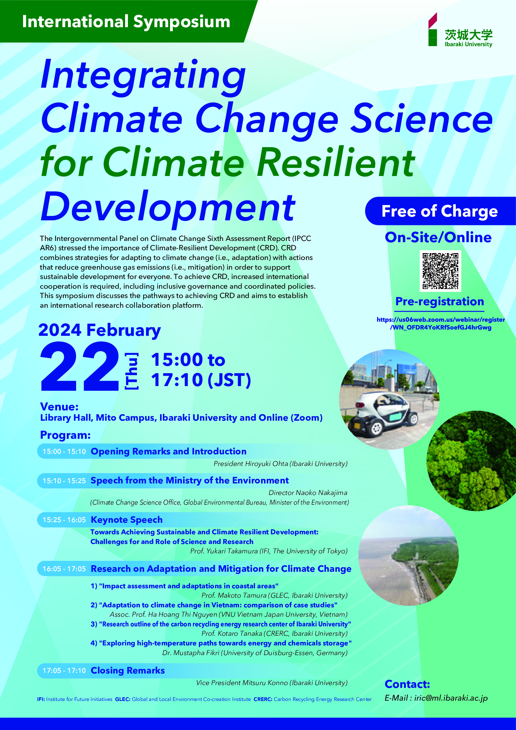 Hội thảo quốc tế từ Đại học Ibaraki: Tích hợp khoa học biến đổi khí hậu để phát triển Khả năng Chống chịu với Biến đổi Khí hậu