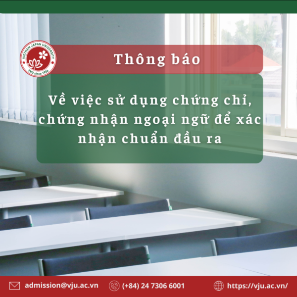 [THÔNG BÁO] – Về việc sử dụng chứng chỉ, chứng nhận ngoại ngữ để xác nhận chuẩn đầu ra