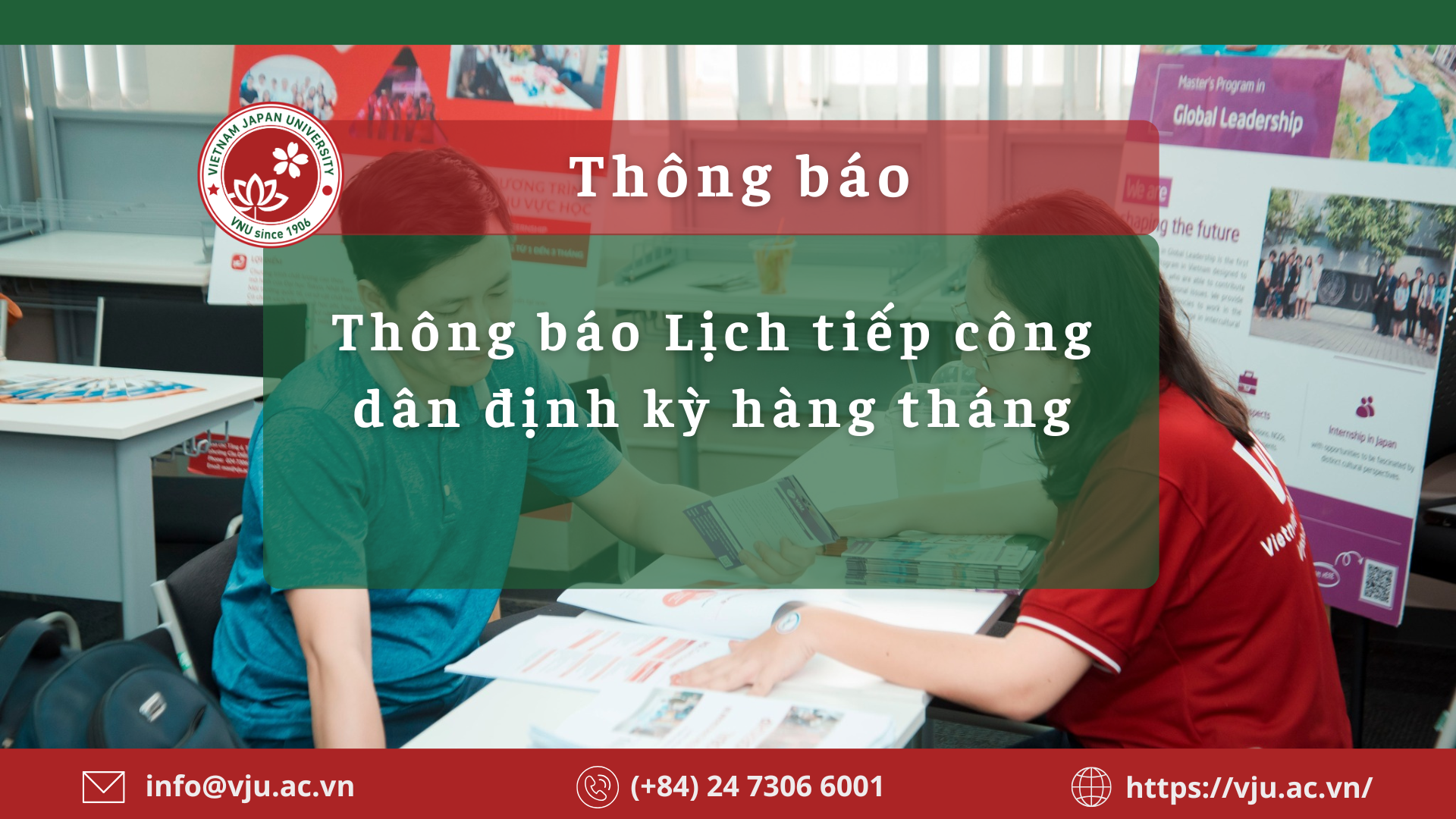 VJU – Lịch tiếp công dân tháng 11/2024